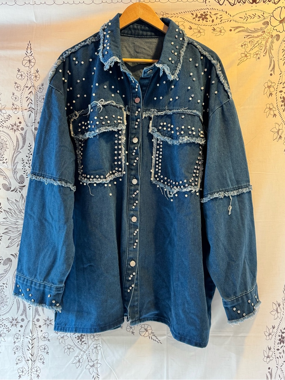 Denim Studded Pearl Jean jacket unbranded